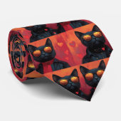 オリエンタルブルー猫とハートバラバレンタインデー ネクタイ (ロール)