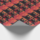 オリエンタルブルー猫とハートバラバレンタインデー ラッピングペーパー (角)