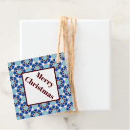 オリエンタルブルー白モロッコ幾何学模様 フェイバータグ