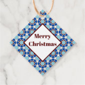 オリエンタルブルー白モロッコ幾何学模様 フェイバータグ (正面)