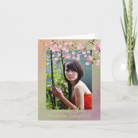 オリエンタルブロッサム写真卒業サンキューカード サンキューカード (正面)