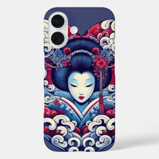 オリエンタルベクターブルーバイオレット抽象芸術芸者波 Case-Mate iPhoneケース (裏面)