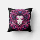 オリエンタルベクトル抽象芸術芸者フラクタルピンク波 クッション (裏面)