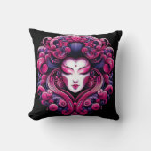 オリエンタルベクトル抽象芸術芸者フラクタルピンク波 クッション (正面)
