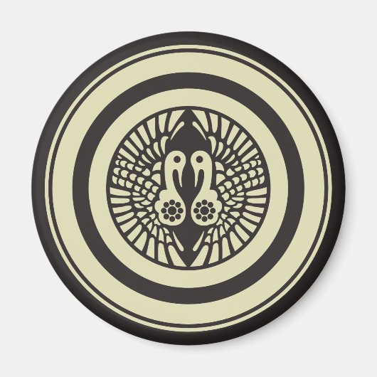 オリエンタルベージュグレイ一光一揆日本文ベクトルアート マグネット (正面)