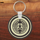 オリエンタルベージュグレー一向一揆日本門芸術 キーホルダー (正面)