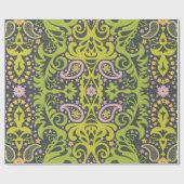 オリエンタルペイズリーオーナメント；装飾シームレスフロー ラッピングペーパー (フラット)