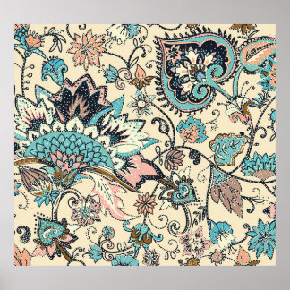 オリエンタルペイズリー：様式化されたテキスタイルエレガンス。 ポスター