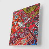 オリエンタルペルシャ、トルコ模様、カーペット スクエア壁時計 (傾斜)