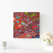 オリエンタルペルシャ、トルコ模様、カーペット スクエア壁時計 (ホーム)