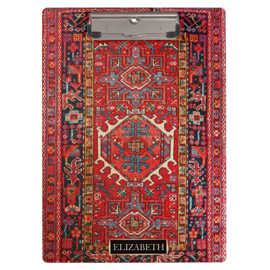 オリエンタルペルシャ、トルコ模様、赤 – 名前 クリップボード (正面)