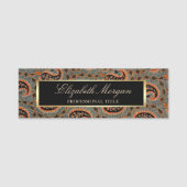 オリエンタルペルシャ、ペイズリー模様、枠 名札 (正面)