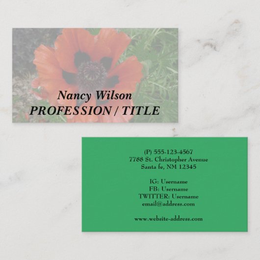 オリエンタルポピー 名刺 (正面/裏面)