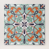 オリエンタルモロッコタイルフローラデザイン ジグソーパズル (縦)