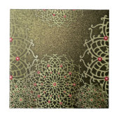 オリエンタルラグジュアリーインディアン金ゴールドジュエードフローラマンダラ タイル (正面)