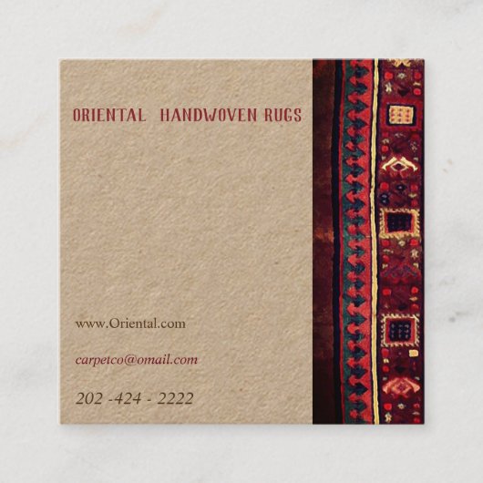 オリエンタルラグデザイン スクエア名刺 (正面)