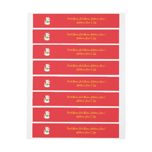 オリエンタルラッキーキャットカスタム ラップアラウンド宛名ラベル (シート)