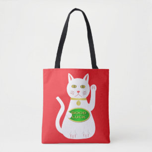 オリエンタルラッキーキャットダブルプリント トートバッグ