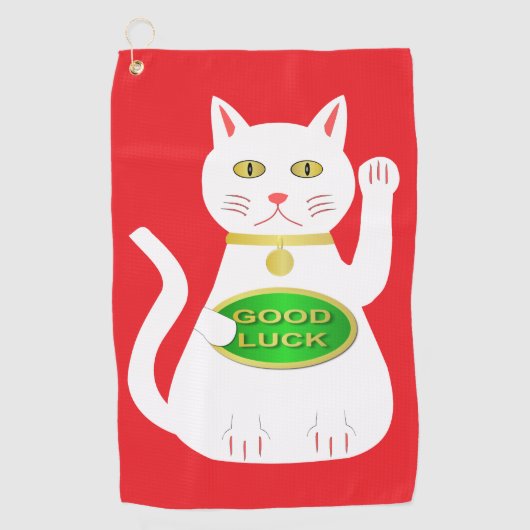 オリエンタルラッキーキャット ゴルフタオル (正面)