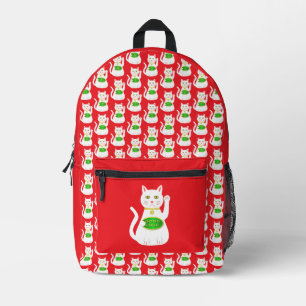 オリエンタルラッキーキャット プリントバックパック