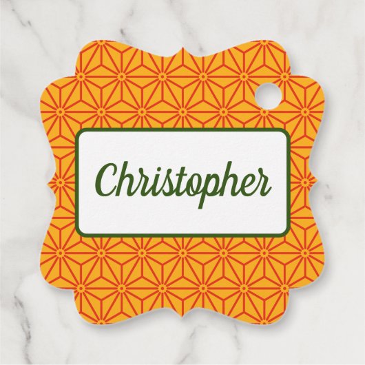 オリエンタルレッドイエローアサノハ日本柄 フェイバータグ (裏面)