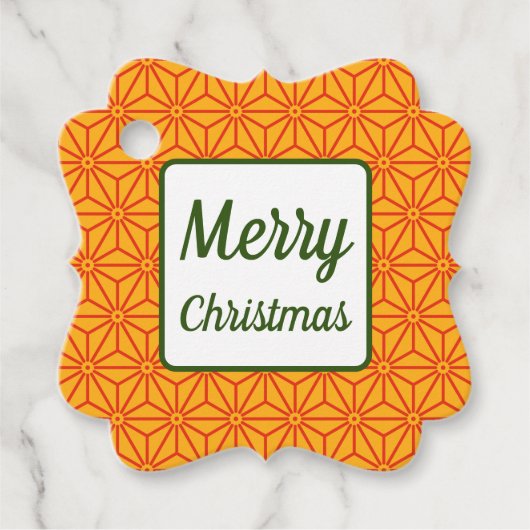 オリエンタルレッドイエローアサノハ日本柄 フェイバータグ (正面)