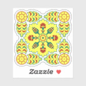 オリエンタルレッドイエローオットマントルコのチューリップパターン シール (シート)