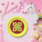 オリエンタルレッドイエローオットマントルコのチューリップパターン ペーパープレート (パーティー)