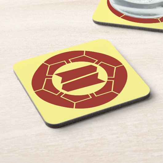 オリエンタルレッドイエロージャパン服部家紋芸術 コースター (左側)