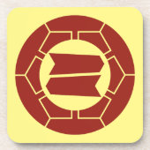 オリエンタルレッドイエロージャパン服部家紋芸術 コースター (正面)