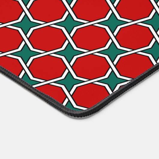 オリエンタルレッドグリーンアラビア語エジプト幾何学模様 デスクマット (コーナー)