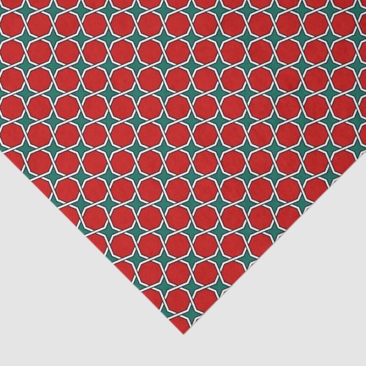 オリエンタルレッドグリーンアラビア語エジプト幾何学模様 薄葉紙 (詳細)