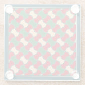 オリエンタルレッドグリーンボウタイ幾何学模様 ガラスコースター (裏面)