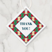 オリエンタルレッドグリーンボウタイ幾何学模様 フェイバータグ (正面)