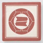 オリエンタルレッドジャパン服部家門ベクトルアート ストーンコースター (正面)