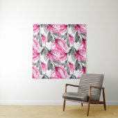 オリエンタルレッドフラワー:水彩模様。 タペストリー (インサイチュ(横))