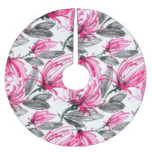 オリエンタルレッドフラワー:水彩模様。 ブラッシュドポリエステルツリースカート (正面)