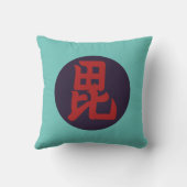 オリエンタルレッドブルー上杉日本文ベクトルアート クッション (裏面)