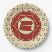 オリエンタルレッドベージュジャパン服部家門ベクトルアート ペーパープレート (正面)