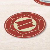 オリエンタルレッドベージュジャパン服部家門ベクトルアート ラウンドペーパーコースター (アングル)