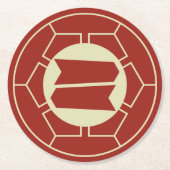 オリエンタルレッドベージュジャパン服部家門ベクトルアート ラウンドペーパーコースター (正面)