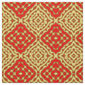 オリエンタルレッド&イエローモザイク幾何学模様 ファブリック (見本)