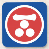 オリエンタルレッド・モリ日本サムライモン・ベクターアート コースター (正面)