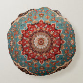 オリエンタルレトロペルシャパターン レッド クリーム ブルー ラウンドクッション (裏面)