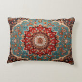 オリエンタルレトロペルシャパターン 赤 クリーム 青 アクセントクッション (裏面)