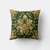 オリエンタルヴィンテージダマスクオーナメント – グリーン&金ゴールド クッション (裏面)