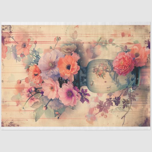 オリエンタルヴィンテージ花瓶&フローラ 日本の 薄葉紙 (正面)