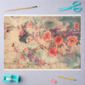 オリエンタルヴィンテージ芸者水彩画 薄葉紙 (クラフト)