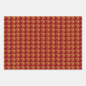 オリエンタル中国のレッド金ゴールドゴールデン〔占星術の〕十二宮図アジア ラッピングペーパーシート (正面3)