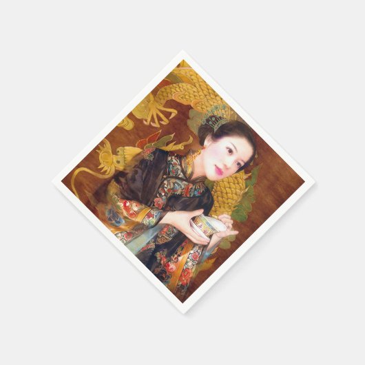 オリエンタル中国のレディ鮮やかー美しいポートレート スタンダードカクテルナプキン (角)